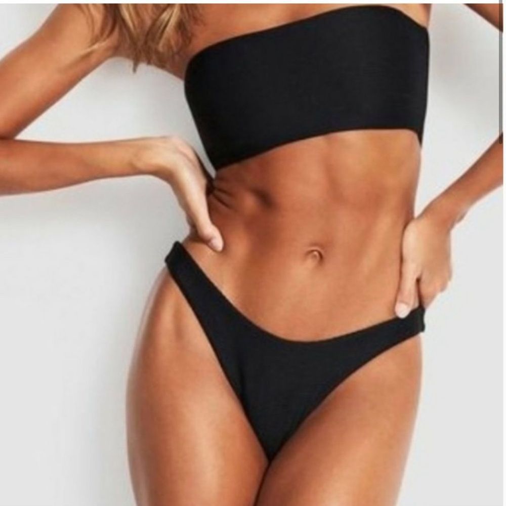 NEW Seafolly Women's Black Essentials High Cut Bikini bottom Size 4